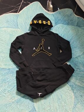 Jordan Black and Gold Kids Hoodie & Jogger Pajama Set